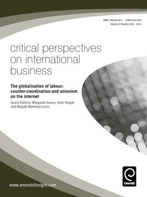 cover image of Critical Perspectives on International Business, Volume 1, Issue 2 & 3